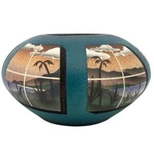 Ken Jensen Raku Pottery Vase Vessel